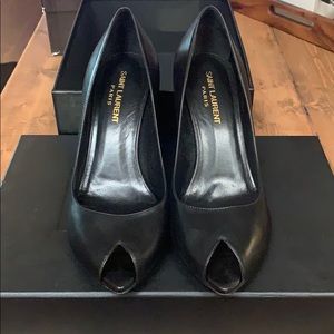 Saint Laurent Paris Seta Calf Nero Pumps